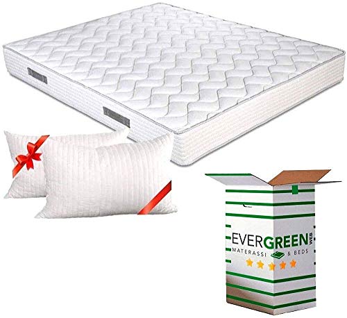 Evergreenweb - Colchón ortopédico Fashion de espuma de poliuretano o viscoelástica, 20 cm de alto, con almohadas, efecto masaje, tejido transpirable antiácaros, ideal para somier y cama