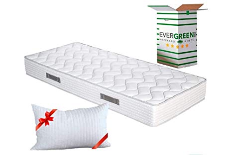 Evergreenweb - Colchón ortopédico Fashion de espuma de poliuretano o viscoelástica, 20 cm de alto, con almohadas, efecto masaje, tejido transpirable antiácaros, ideal para somier y cama