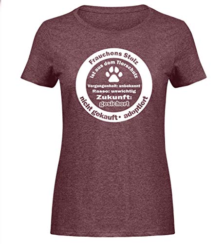 FRAUCHENS Stolz - Camiseta de protección Animal para Perros de Gassi - Animales salvados - Camiseta para Mujer Brezo Burdeos M