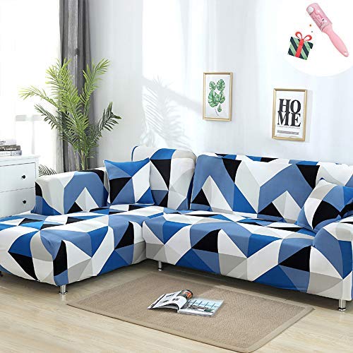 Funda Sofá de 3 plazas Universal Estiramiento, Morbuy Cubierta de Sofá Cubre Sofá Funda Furniture Protector Antideslizante Elastic Soft Sofa Couch Cover (3 plazas,Rompecabezas Azul)