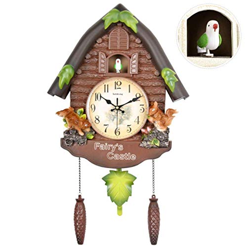 GaoF Reloj de Cuco Show Reloj de Pared Reloj de Cuco de pájaro Reloj de Cuco de Pared Estilo Chalet con Movimiento silencioso de pájaro Péndulo Decoración del hogar, 60X36cm