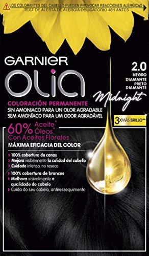 Garnier Olia - Coloración Permanente sin Amoniaco, con Aceites Florales de Origen Natural - Tono Negro Diamante 2.0