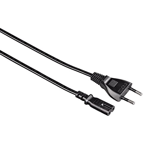 Hama, Mains Lead, European standard, 0.75 m, black / Negro, Cable Grabadora de Audio / Radio / Casete, Con Ranura Doble, Cable de Alimentación