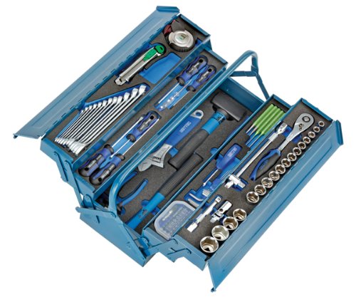 Heyco/Heytec 50807694500 - Caja de herramientas (chapa de acero, 5 compartimentos, plegable, 96 piezas, 5 módulos)