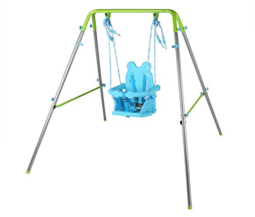 hlc Columpio Infantil Plegable/Diseño de Panda/Columpio para bebé de 9-36 Meses/Azul-Verde