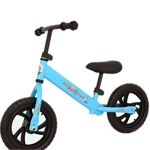 Huachaoxiang Niños Bicicleta De Equilibrio, Equilibrio Bicicletas para Pequeños Y con Color Al Azar Casco Caminar Formación Sin Pedal,Azul