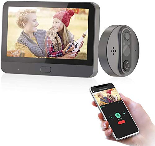 JeaTone Smart Wifi Mirilla electrónica digital puerta blindada con sensor de movimiento y LCD de 4,3 pulgadas / AHD 720P / Visión nocturna / Supervisión remota/Fotografía/Video/Tuya APP