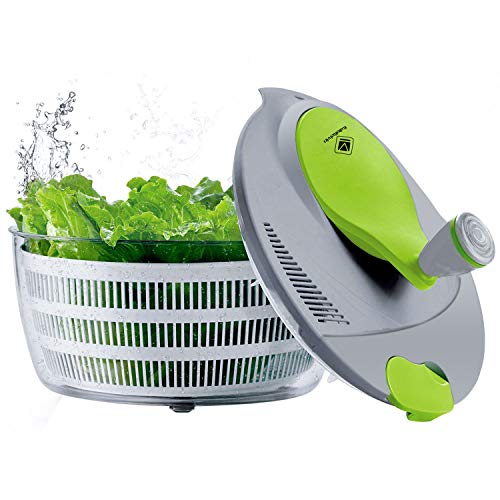 Kalokelvin - Centrifugador de ensalada de 4 litros de plástico, fácil de girar, para lavar y secar verduras