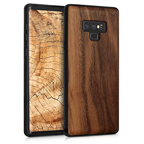 kwmobile Funda Compatible con Samsung Galaxy Note 9 - Carcasa Protectora de Madera y TPU - Case Trasero marrón Oscuro