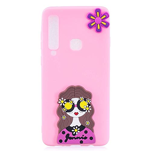 LAXIN Galaxy A9 (2018) 3D Creative Candy Color Design Slim Fit Soft Silicone Flexible Back Bumper [Anti-scratch] Protection Phone Case for Samsung Galaxy A920, Purple Girl Flowers