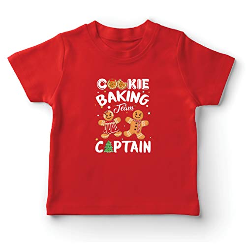 lepni.me Camiseta para Niño/Niña Equipo de horneado de Galletas de Navidad Capitán de Vacaciones de la Familia (9-11 Years Rojo Multicolor)
