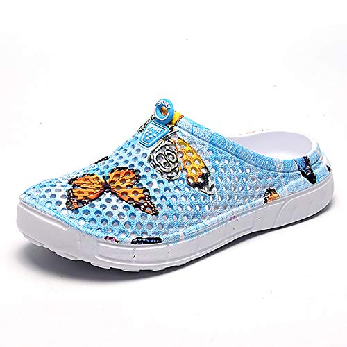 LIBINXIF Zuecos de jardín para mujer, sandalias de playa, calzado de ducha, zapatos de agua, transpirables, zapatillas para caminar, azul (Azul / Patchwork), 40.5 EU