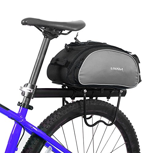 Lixada Bolsa Trasera para Bicicleta Multifuncional Bolsa de Asiento Trasero Bolsa de Hombro para Ciclismo al Aire Libre 13L Negro