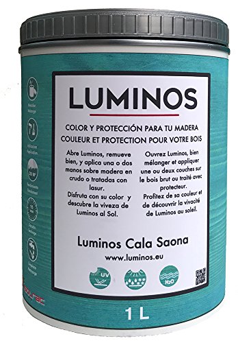 Luminos LUM1103 - CALA SAONA - Lasur Protector para madera. Color Azul Cala Saona. 1L
