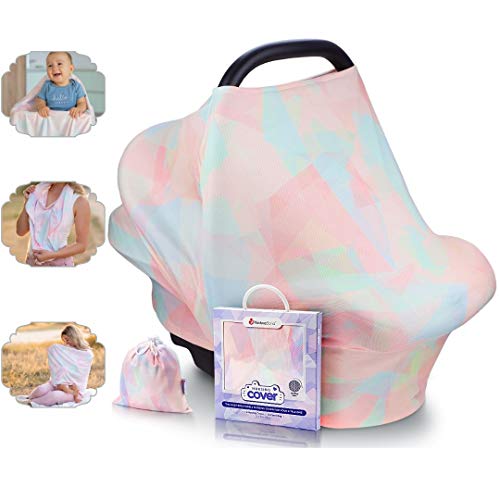 Manta de lactancia NatureBond | La manta de algodón más transpirable y segura | Multiusos: Dosel para silla de coche para bebé, cubierta para trona, bufanda, cobertor para carriola (Sunrise Pink)