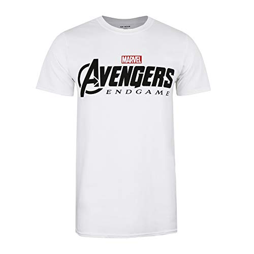 Marvel Avengers Endgame Logo Camiseta, Blanco (White White), Large (Talla del Fabricante: Large) para Hombre