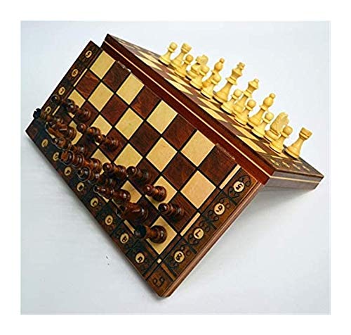 Mirui Juego de Damas de Backgammon de ajedrez magnético, Juego de Placa Plegable 3-en-1 Road International Chess Tablero Plegable Drafts Entretenimiento (Color : XL 39 X 39cm)