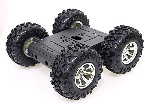 Mnjin Bricolaje Robot programable 4WD Bricolaje Robot móvil Vehículo Plataforma de aleación de Aluminio, Metal 4 Rueda motriz Chasis de Coche Inteligente con Motor de Alta Potencia, para Ard