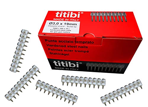 N. 1000 clavos Titbi Ø3,0 x 19 mm, compatibles 100% con clavadora de gas Hilti : GX 100, GX 100-E, GX 120, GX 120-E (Ø 3,0 x 19 mm)
