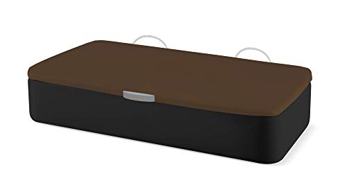 Naturconfort Canapé Abatible Ecopel Negro Premium Tapizado Apertura Lateral Tapa 3D Chocolate 90x190cm Envio y Montaje Gratis