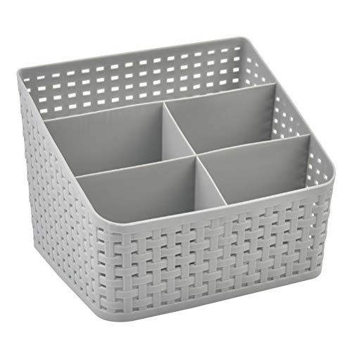 OFNMY Cesta de almacenamiento | Organizador de cosméticos versátil caja de clasificación de almacenamiento de maquillaje cesta de plástico con 5 compartimentos para el hogar, color gris