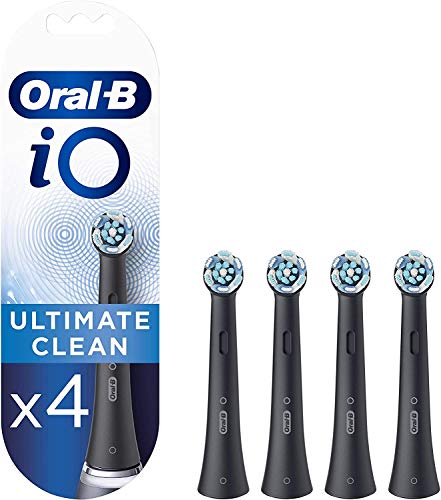 Oral-B iO Ultimate Clean Black Cabezales de recambio, tamaño de buzón, Pack de 4