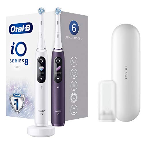 Oral-B - Set de 2 cepillos de dientes eléctricos iO 8 unidades, color blanco y morado