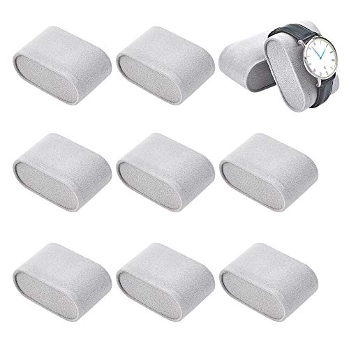 PandaHall 12 piezas de terciopelo pequeño reloj pulsera almohada para caja de reloj joyería exhibición caso de almacenamiento de joyería (gris)