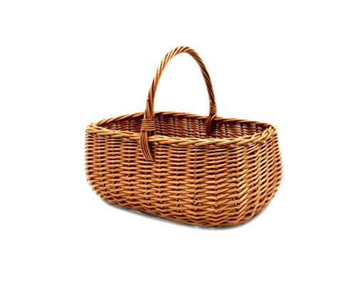 PM24 K1-014 - Cesta de mimbre, cesta de la compra o picnic, cesta estable de mimbre