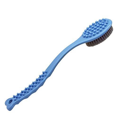 QiCheng&LYS - Cepillo de ducha de mano, con mango largo, suave y cómodo, para masaje o exfoliación de piel seca (Azul)