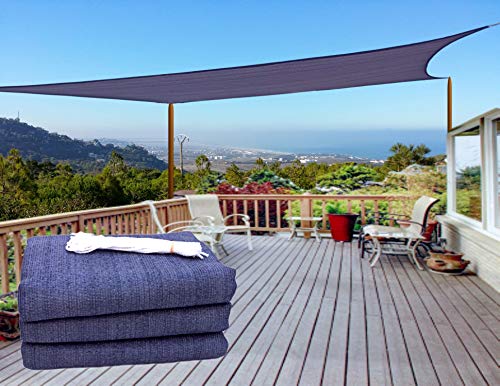 Rabbuz Ideas Toldo Vela Sombra Rectangular 3 x 4 m, protección Rayos UV, Transpirable HDPE para Exteriores, Jardín,Patio o Terraza, Color Gris