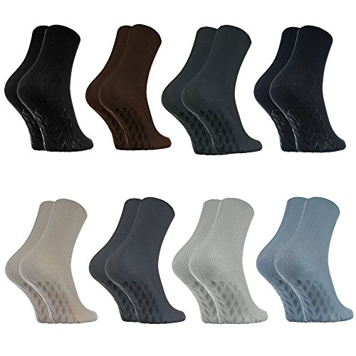 Rainbow Socks - Hombre Mujer Calcetines Diabéticos Sin Goma Antideslizantes ABS - 8 Pares - Colores Clásicos - Talla 36-38