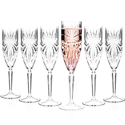 RCR Juego de 6 Copas de Cristal de la colección Oasis champán de 160 ml. Modelo: 26327020006, Glass, 7.05 x 7.05 x 23.8 cm