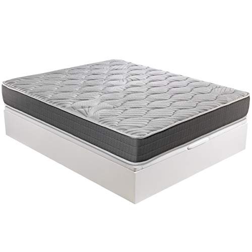 ROYAL SLEEP - Pack Descanso colchón viscoelástico Ceramic Plus 135x190 y canapé abatible Gran Capacidad Blanco Madera - Montaje y Retirada de Usado Incluido 