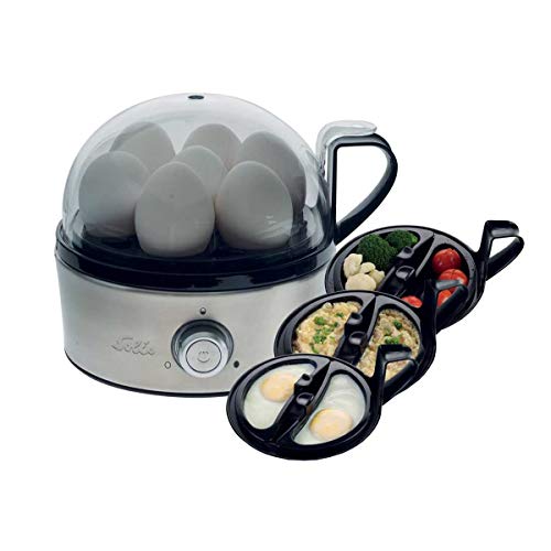 Solis Egg Boiler & More 827 - Huevera eléctrica multifuncional - Cocedor al Vapor Eléctrico de Verduras - Mango frío al tacto - Máximo 7 huevos - Acero inoxidable