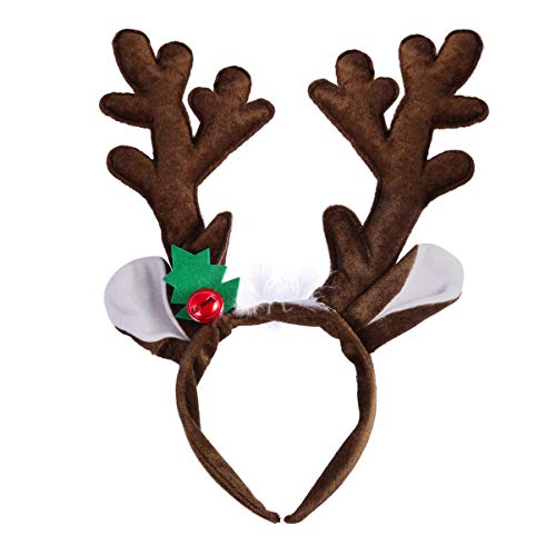 SOLUSTRE Diadema de Cuernos de Reno Diadema de Cuernos de Ciervo de Navidad Accesorio para El Cabello de Aro de Pelo de Navidad para Vacaciones Disfraz de Cosplay Decoración de Fiesta de