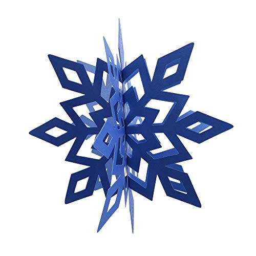 SUNSKYOO - Juego de 6 copos de nieve de papel dimensionales para decoración de fiestas de Navidad o eventos, decoración para colgar en la mesa, Papel de carta, azul oscuro, As description