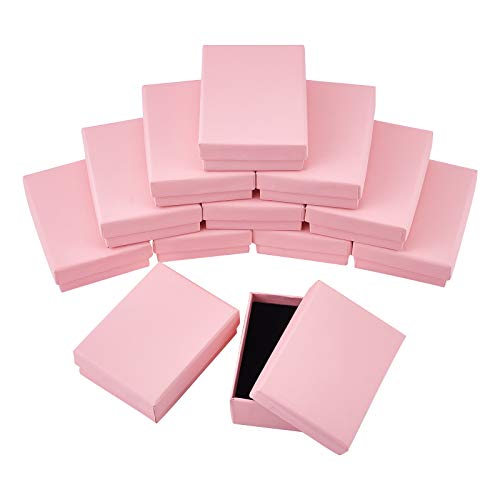 SUPERFINDINGS 16pcs Cajas de Regalo de Joyería de Cartón Rosa con Esponja Interior para Collares Pulseras Pendientes Anillos Regalos de Mujer