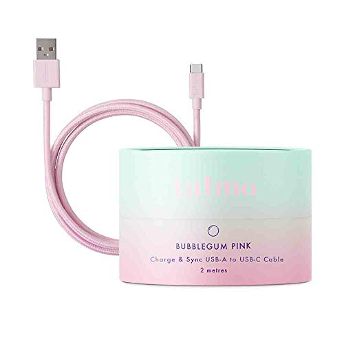 Talmo - Cable de carga y sincronización (USB-C a USB-A para Anroid, 2 m), color rosa