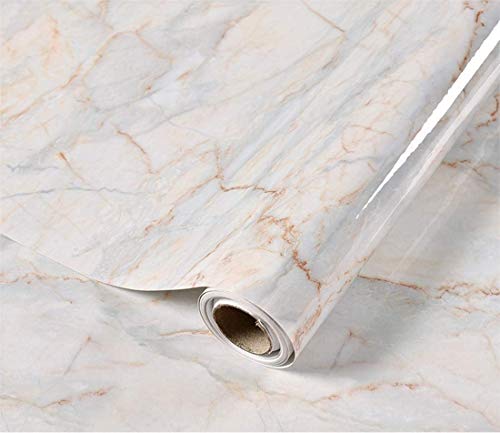 Taogift Papel Pintado de Vinilo de mármol Ligero Autoadhesivo Impermeable para Muebles de Cocina, armarios de Mesa, Paredes de baño, 40X300CM