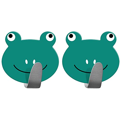 Tatkraft Frogs - Gancho Toallero Adhesivo para Cocina y Baño - Colgador Infantil para Pared – Percheros Infantiles Bonitos - Acero Inoxidable – Sin Clavos - 2 Unidades