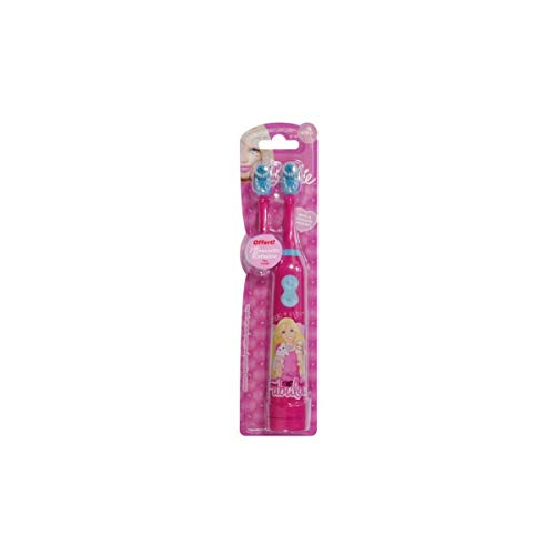 TINOKOU - Cepillo dientes eléctrico infantil diseño muñeca dibujos animados. Con cabezal de repuesto y pilas incluidas.