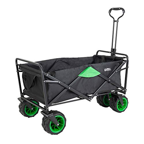 Umi. Essentials Carro de transporte todoterreno carro de mano carro de jardín plegable los neumáticos con rodamiento adecuado para todos los terrenos(Negro/Verde)