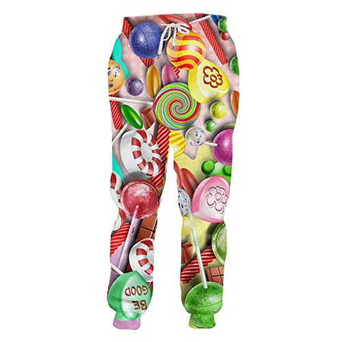 Unisex 3D Estampado Pantalones De Chándal,Pantalones Deportivos Unisex Pantalones Deportivos Coloridos Candy Lollipop Pantalones Con Estampado 3D Pantalones De Chándal Casuales Pantalones De Ch