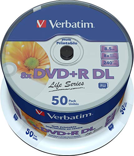 Verbatim DVD Doble Capa DVD+R DL 8.5 GB / 240 min 8x, Full printable White No ID, 50 piezas en caja