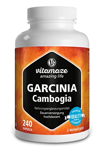 Vitamaze® Garcinia Cambogia Extracto con Colina, como Inhibidor del Apetito, y Cápsulas Quemadoras de Grasa, 240 Cápsulas para 2 Meses, Suplementos Pura sin Aditivos Innecesarios