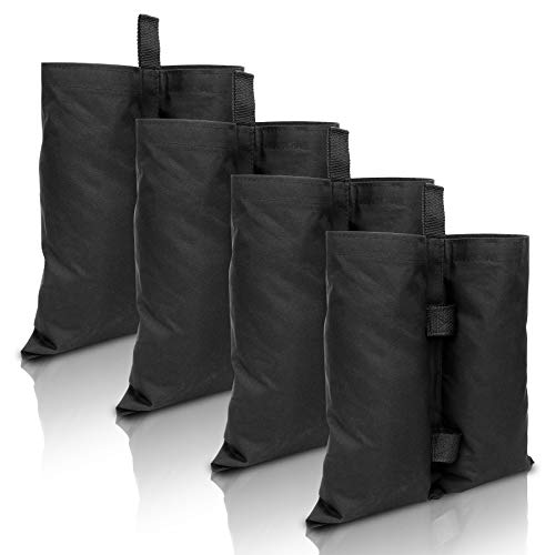wolketon Pack de 4 sacos de arena rellenables, gruesos, resistentes al agua, para patas de tienda de campaña, para patas de pesas, tienda de jardín, carpa de fiesta, color negro