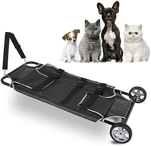 YAJIWU Camilla plegable, camilla veterinaria para transporte de mascotas, camilla de transporte de animales, camilla para perros y mascotas, con ruedas