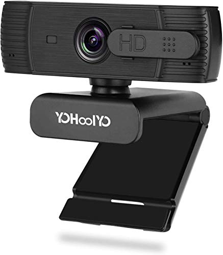 YOHOOLYO Webcam 1080P Full HD con Micrófono Estéreo Enfoque Automático Cámara Web USB con Cubierta de Privacidad para Video Chat y Grabación Compatible con Windows, Mac y Android