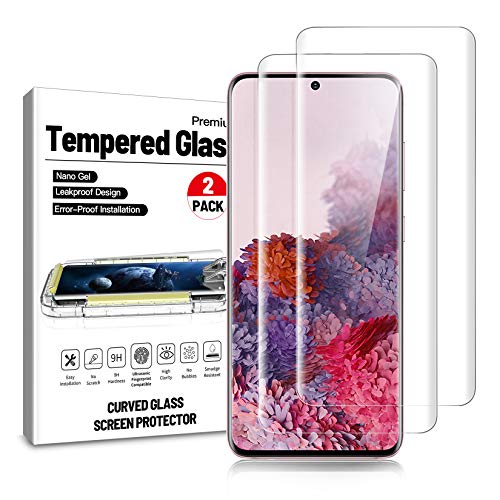 [2 unidades] Cristal blindado para Samsung Galaxy S20, compatible con sensor de huellas dactilares, apto para fundas, cubierta curvada, vidrio 9H, protector de pantalla para Galaxy S20 (2020)